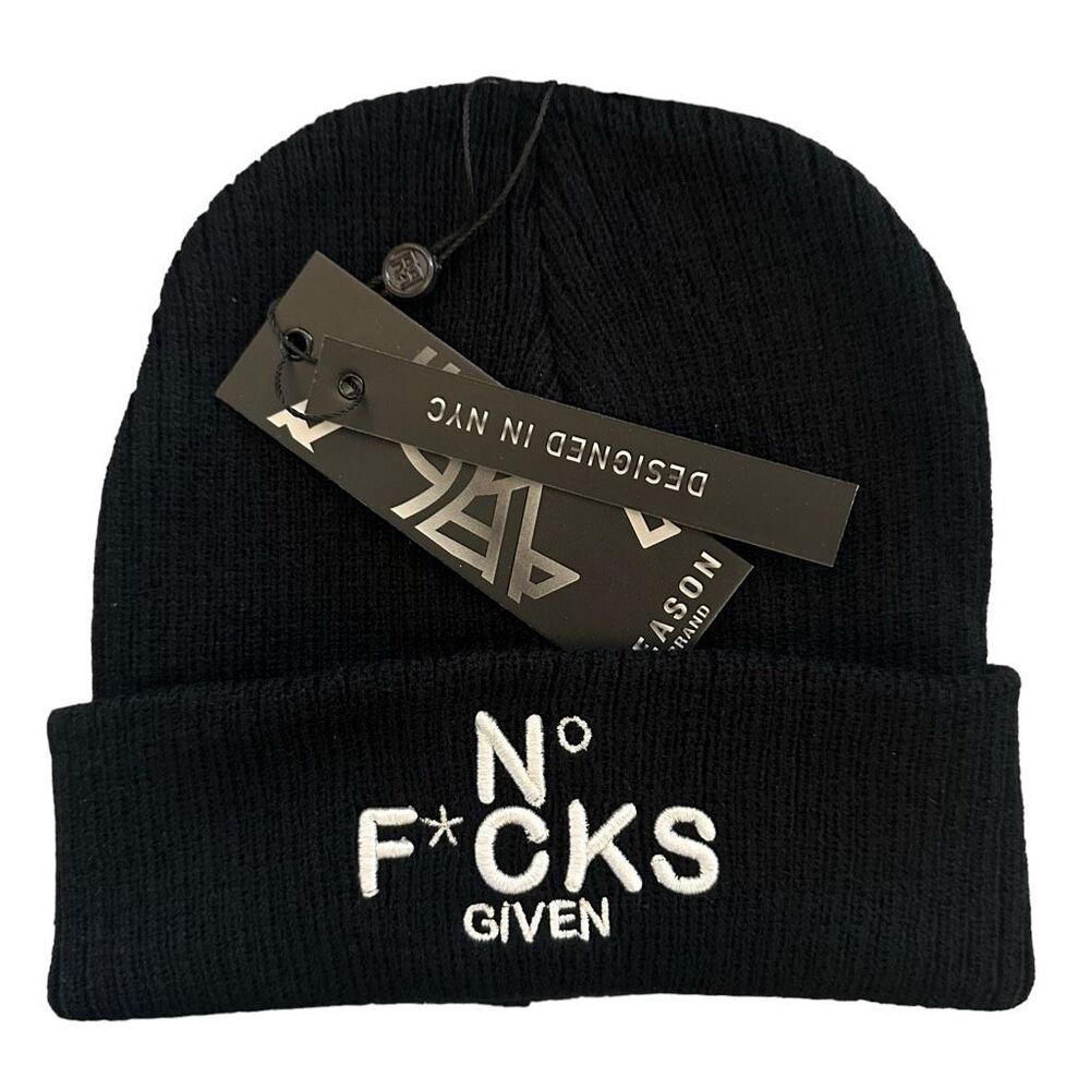 NWT No F* Given Embroidered Woven Beanie Unisex OS | Streetwear Urban Casual Emo